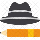 Chapeau Et Stylo De Journaliste Tenue De Reporter Outils De Redaction De Nouvelles Icône