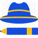 Chapeau Et Stylo De Journaliste Tenue De Reporter Outils De Redaction De Nouvelles Icône