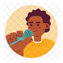 Jovem negro adulto segurando microfone  Ícone