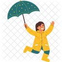 Raincoat Umbrella Child Icon