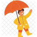 Umbrella Raincoat Cheerful Icon