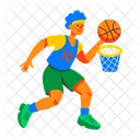 Jugando Baloncesto Aro Deporte Icono