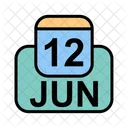 Juin Calendrier Date Icône