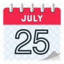 July 25 July Calendar Day Icon