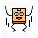 Jump Cardboard Box Icon