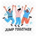 Jump Together Friendship Fun Icon