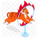 Jumping Tiger Fire Ring Tiger Icon