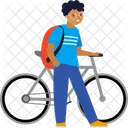 Junge Mit Fahrrad Junge Mann Symbol