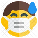 Junge Schwitzt Emoji Mit Gesichtsmaske Emoji Symbol