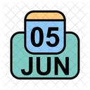 Junio Calendario Fecha Icono