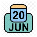 Junio Calendario Fecha Icono