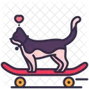 Katze spielt Skateboard  Symbol