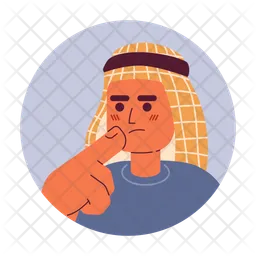 Keffiyeh arab man touching chin  Icon