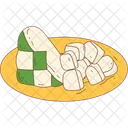 Ketupat Cut On A Plate Ketupat Ramadan Icon