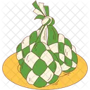 Ketupat Square On A Plate Ketupat Ramadan Icon