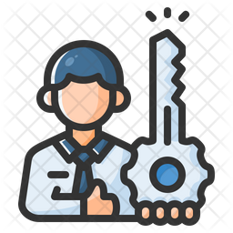 Key person Icon - Download in Colored Outline Style