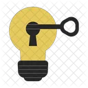 Key unlocks lightbulb keyhole  Icon