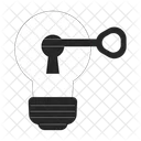 Key unlocks lightbulb keyhole  Icon