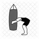 Black Monochrome Kick Boxing Illustration Kick Boxing Sport Icon