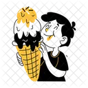Kid Eating Ice Cream Sweet Icon