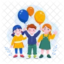 Kids Balloons Celebration Playing Icon