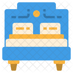 King size bed Icon - Download in Flat Style