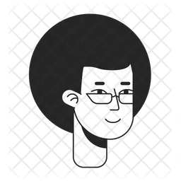 Kinky haired man with glasses  Icon