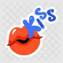 Kiss Red Lips Kiss Word Icon