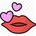 Kiss Mouth Hearts Icon