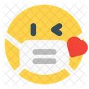 Kissing Heart Emoji With Face Mask Emoji Icône