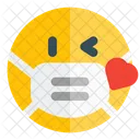 Kissing Heart Emoji With Face Mask Emoji Icône