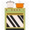 Kitchen Stove Covering Pot With Lid Food Cooking Icono