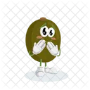 キウイのロゴマスコットの恥ずかしいポーズ アイコン