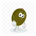 Mascota Del Logotipo De Kiwi En Pose Triste Icono