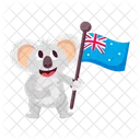 Koala Bear Holding Flag Animal Icon