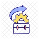 Koffer und Zahnrad  Symbol