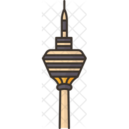 Kuala Lumpur Tower Icon - Download in Colored Outline Style