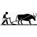 Kuh Pflugt Kuh Pflugen Symbol