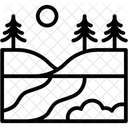 Kuste Fluss Haus Symbol