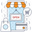 Laden Geoffnet Online Shopping Mobile App Symbol