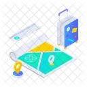 Lageplan Navigation Route Symbol