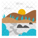 Lake Landscape Scenery Landform Icon