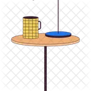 Lamp and cup on small table  Icon