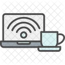 Laptop Wifi Coffee Cup Icon