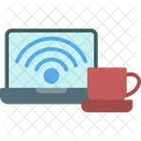 Laptop Wifi Coffee Cup Icon