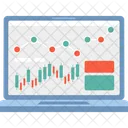 Laptop-Bildschirm mit Diagrammen und Tabellen  Symbol