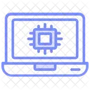 Laptop Chip Duotone Line Icon Icon