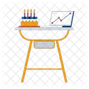 Laptop Chart Cake Icon