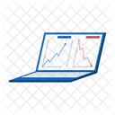 Laptop Display Line Graphs Icon