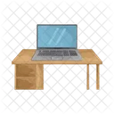 Laptop On Table Computer Table Working Place Icon